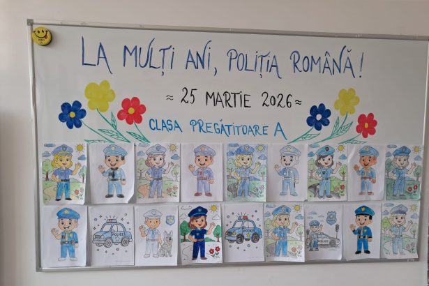 Emotii si zambete la Cavnic Elevii i au surprins pe polisiti cu desene de Ziua Politiei Romane