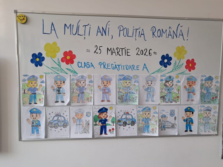 Emotii si zambete la Cavnic Elevii i au surprins pe polisiti cu desene de Ziua Politiei Romane