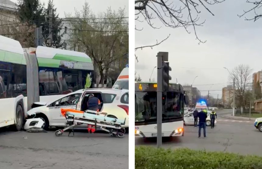 accident grav in baia mare zona meda un taxi a intrat intr un autobuz o persoana a ramas incarcerata