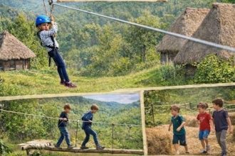 Aventura cu tiroliana obstacole si provocari daco spartane la Muzeul Satului din Baia Mare