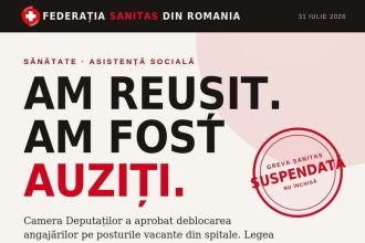 Greva din domeniul sanitar a fost suspendata Ce anunta Federatia SANITAS