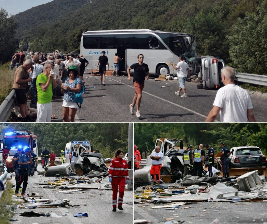 Accident tragic pe sosea in Italia 6 morti si 27 de raniti intr un carnagiu
