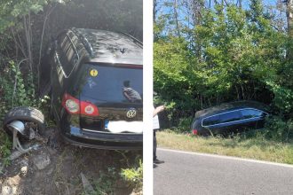 accident de circulatie in carbunari pe dn 18b un autoturism a iesit in afara drumului