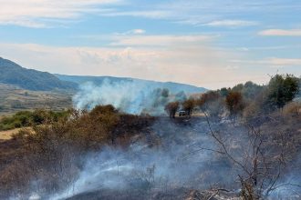 incendiu de vegetatie uscat la fantanele pompierii voluntari au reactionat prompt