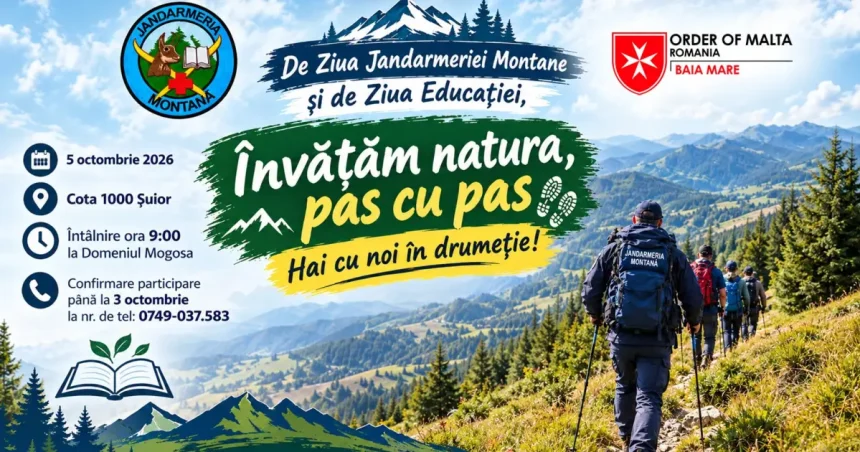 Drumeție la Cota 1000 – Șuior, marcând Ziua Jandarmeriei Montane și Ziua Educației