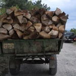 Transport ilegal de lemne pe o stradă din Sighetu Marmației. Poliția a confiscat 3 mc